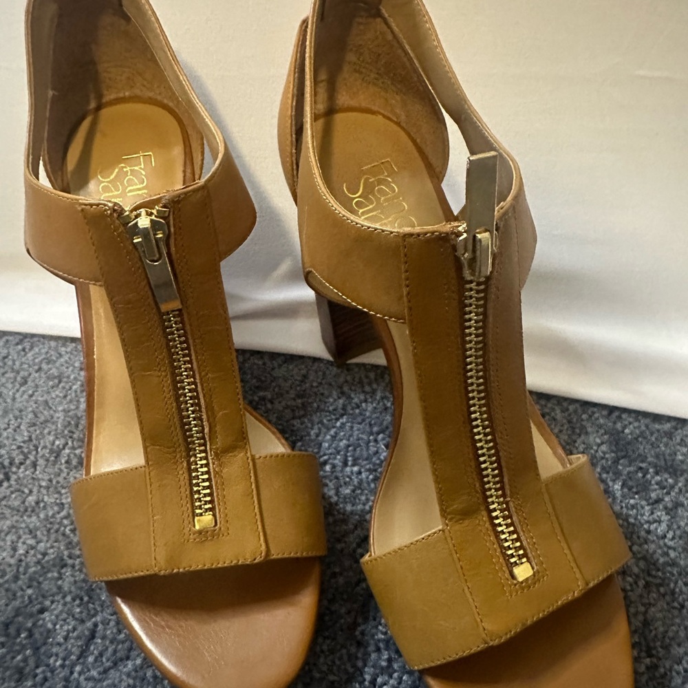 Franco Sarto Brown Zipper Heels